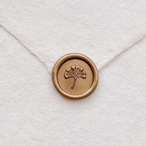 3D lakzegelstempel met ginkgoblad, schattige lakzegel botanisch, lakzegel blad voor huwelijksuitnodigingen, lakstempel envelop, zegellakstempel