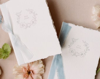 Letterpress Floral Vow Books Set of 2, Handmade Paper Vow Books, Wedding Vow Books, His and Hers, Custom Vow Books, Engagement Gift