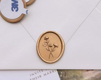 Floral 3D Bouquet Wax Seal Stickers | Wedding Invitations Self-Adhesive Envelope Seals, Save The Dates