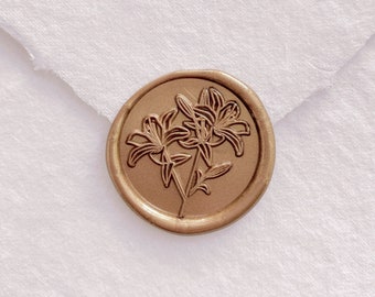 Lily Wax Seal Stamp, Lily Flower Wedding Invitation Wax Seal Stamp, Wax Sealing Stamp