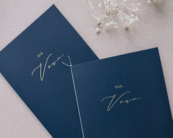 Navy Blue Vow Books Set of 2, Gold Foil Vow Books, Wedding Vow Books, His and Hers, Custom Vow Books, Personalized Gift for Bride and Groom