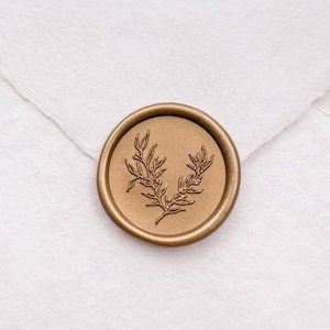 Botanische lakzegelstempel, lakzegel blad bloemen, lakstempel voor huwelijksuitnodigingen, lakstempel envelop, zegellakstempel