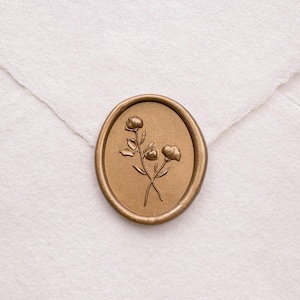 Selo de cera oval floral 3D, selo de cera de flor, selo de cera para convites de casamento, selo de cera de envelope, selo de cera de lacre