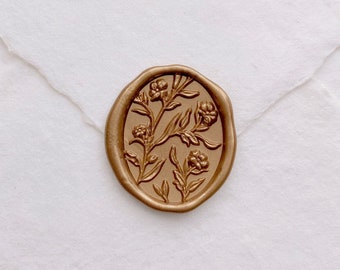3D Floral Oval Wax Stamp, Wedding Invitation Wax Seal Stamp, Envelope Seal Stamp