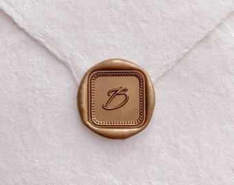 Custom Wax Seal Stamp, Personalized Wax Seals for Wedding Invitations, Custom Logo Wax Stamp, Single Initial Mini Square Wax Seal