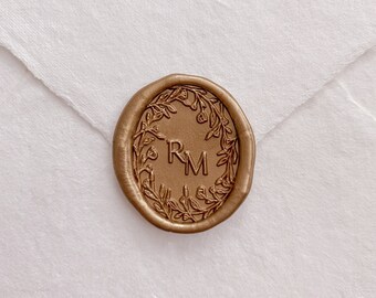 Personalized Monogram Wax Seal Stamp, Wedding Invitation Wax Seal Stamp, Custom Sealing Stamp, Oval Floral Seal Stamp