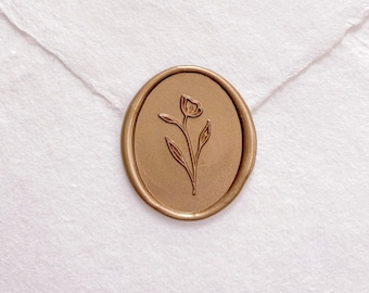 Simple Flower Wax Seal Stamp, Wedding Invitation Wax Seal Stamp, Oval Wax Sealing Stamp