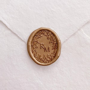 Sello de cera personalizado, sello de cera personalizado para invitaciones de boda, sello de cera con logotipo personalizado, sello de cera ovalado con monograma floral