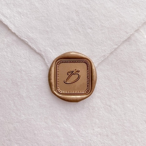 Aangepaste lakzegelstempel, gepersonaliseerde lakzegel voor huwelijksuitnodigingen, aangepaste logo lakstempel, enkele initiaal mini vierkante lakzegel
