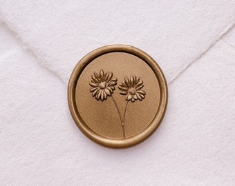 Daisies Wax Seal Stamp with 3D engraving, Floral Wax Seal, Wedding Invitation Wax Stamp, Envelope Seal Stamp