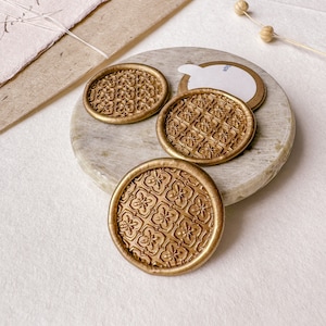 Adesivos de lacre de cera, lacres de cera com padrão quadrifólio exclusivo, lacres de cera pré-fabricados para casamento, lacres de cera autoadesivos para convites de casamento