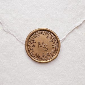 Custom Wax Seal Stamp, Personalized Wax Seal for Wedding Invitations, Custom Letter Wax Stamp, Floral Monogram Initial Wax Seal