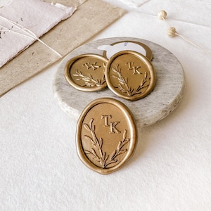 Hochzeit Wachs Siegel Aufkleber, Personalisierte Wachs Siegel, Benutzerdefinierte Monogramm, Blätterkranz Wachssiegel, Einladung Wachssiegel, Selbstklebende Wachssiegel