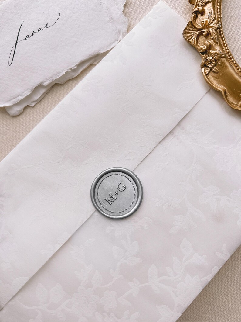 silver modern monogram wax seal