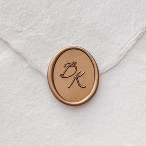 Personalized Calligraphy Script Monogram Oval Wax Seal Stamp: Custom Initials Wedding Invitation Envelope Seal