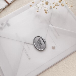 oval botanical leaf branch silver wax seal