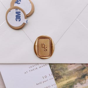 Personalized Monogram Wedding Wax Seal Stickers: Custom Initials Rectangular Border Invitation Seals, Save The Dates