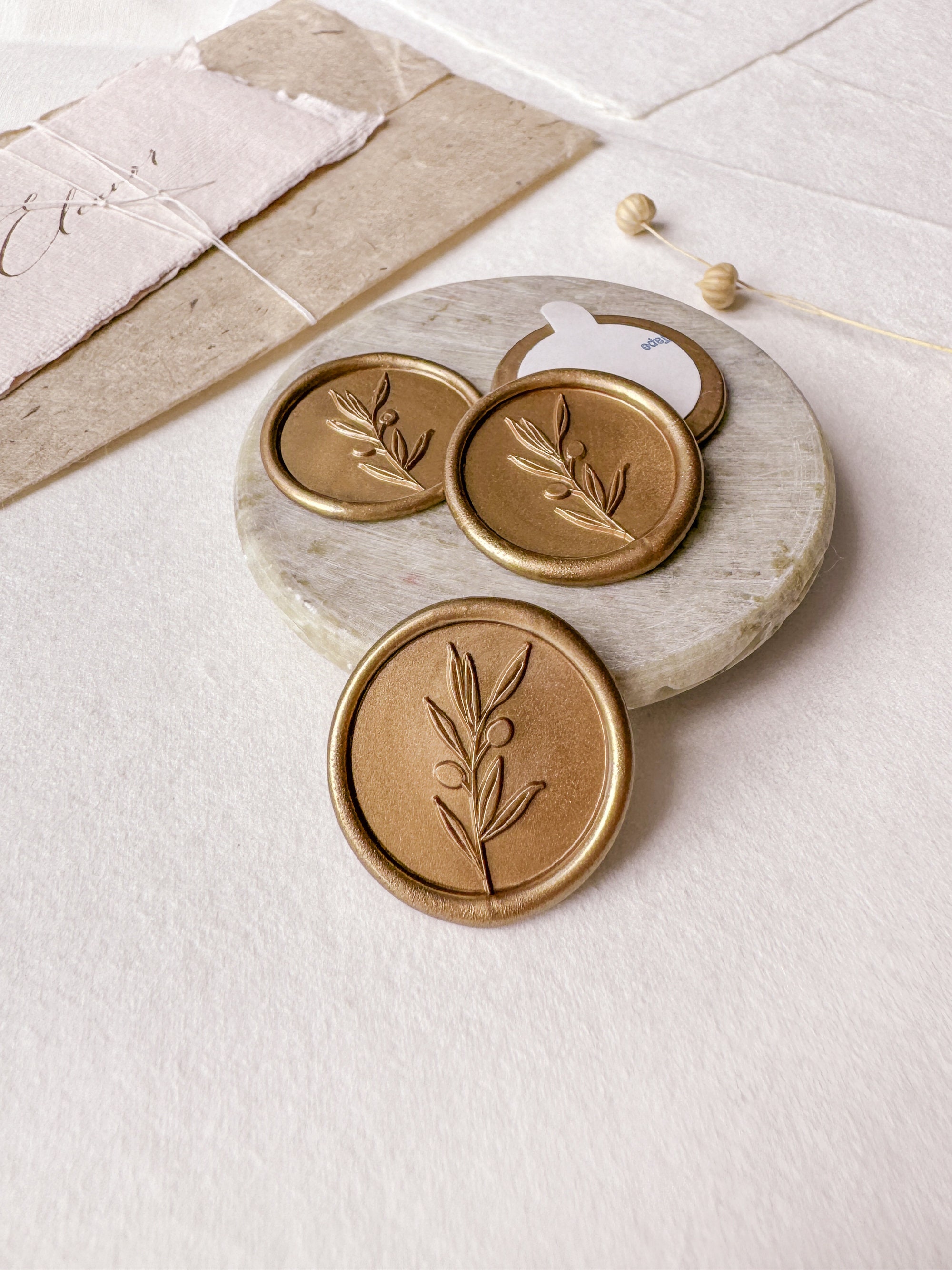Olive Branches Wax Seal Stamp with Gold Wax Sticks – Written Word  Calligraphy and Design