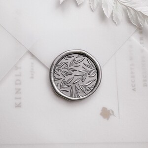 3d leaf pattern silver wax seal