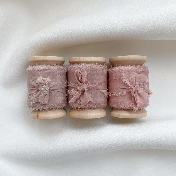 Dusty Blush Silk Ribbon Set for Wedding Invitations, Decor, Flat Lay, Bouquets