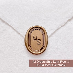 Custom Oval Border Monogram Wax Seal Stamp: Personalized Initials Wedding Invitation Seal