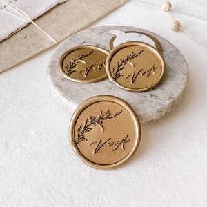 Adesivos de cera para casamento, lacres de cera personalizados, monogramas personalizados, lacres de cera florais para casamento, lacres de cera para convites, lacres de cera autoadesivos