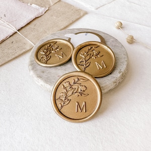 Pegatinas de sellos de cera para bodas, sellos de cera personalizados, monogramas personalizados, sellos de cera florales para bodas, sellos de cera para invitaciones, sellos de cera autoadhesivos