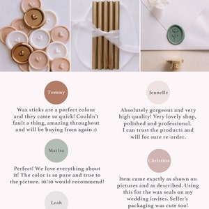 Poster featuring customer reviews for sealing wax