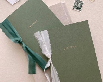 Olive Green Vow Books Set of 2, Gold Foil, Wedding Vow Books, His and Her Vow Books, Custom Vow Booklets, Minimalist, Engagement Gift