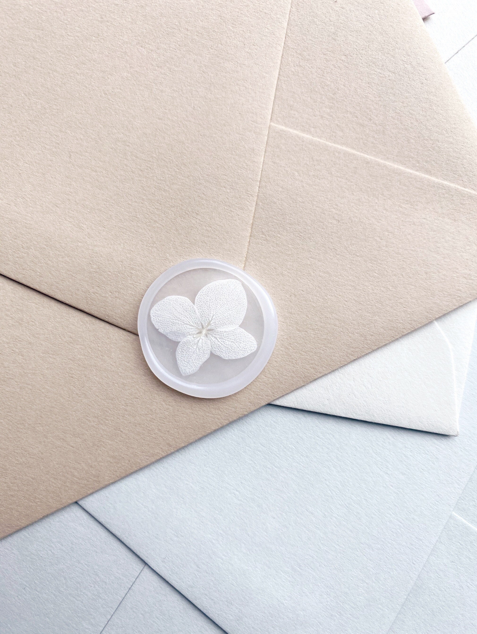 White Flower Vellum Wax Seals Hydrangea Wax Seals Invitation Etsy