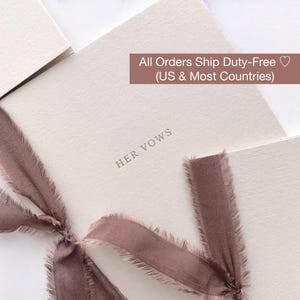 Vow Books Set of 2, His and Hers Vow Books, Gold Foil Vow Books with Silk Ribbon, Personalized Wedding Vow Books