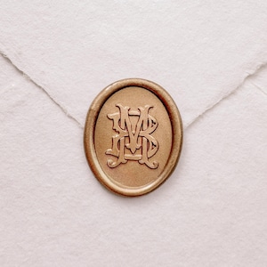 Personalisierter Wachs-Siegel-Stempel, personalisiertes Wachssiegel für Hochzeitseinladungen, individuelles Logo-Wachs-Stempel, Vintage-Ineinandergreifendes Monogramm Oval Wachssiegel