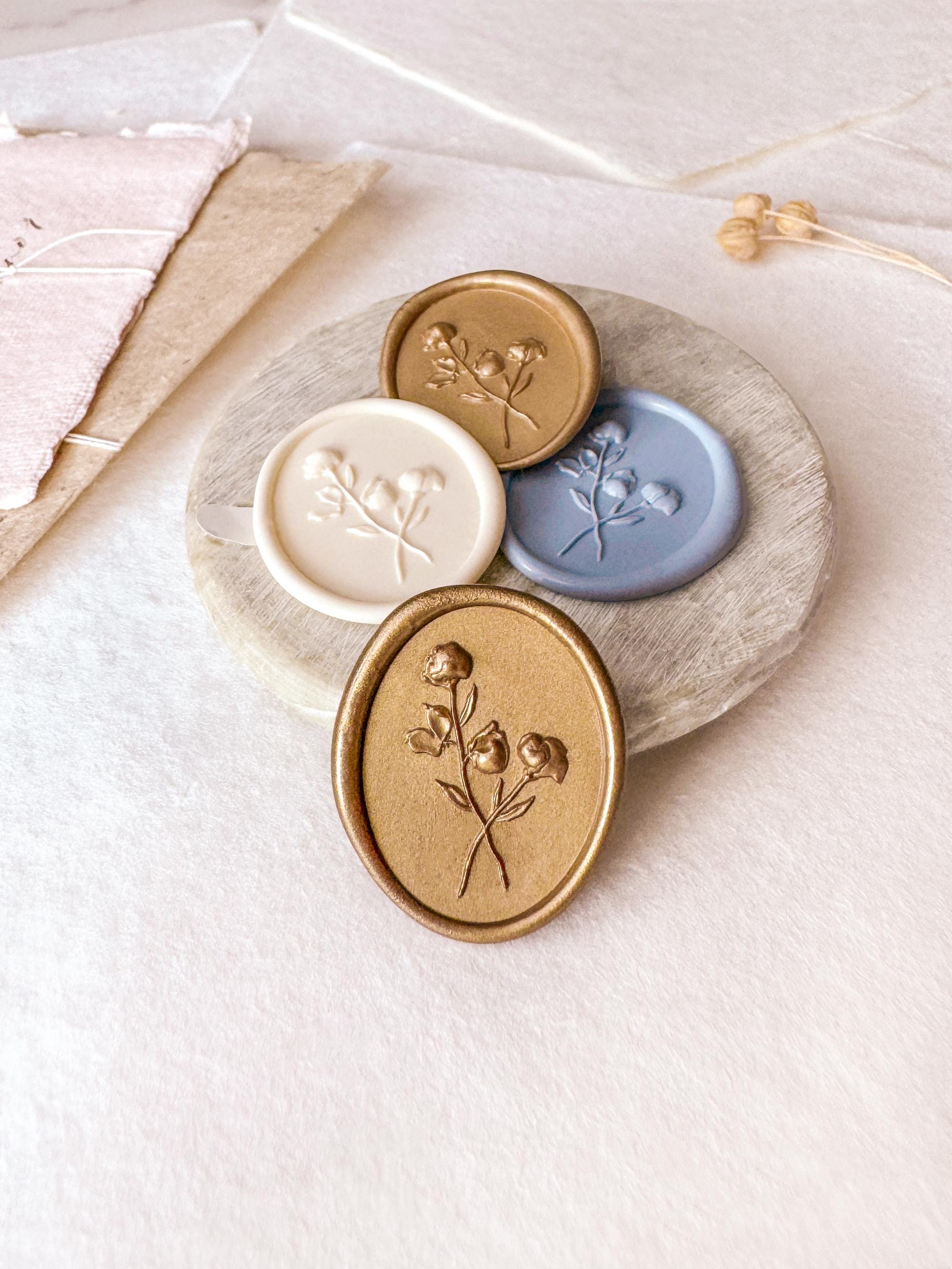 Floral Wax Seal Stickers, Pre-made Wedding Wax Seals, Self-Adhesive Wax Seals for Wedding Invitations