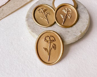 Oval Floral Wax Seal Stickers, Floral Wax Seals, Wedding Wax Seals, Self-Adhesive Wax Seals for Wedding Invitations