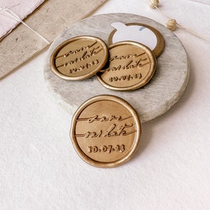 Personalized Save Our Date gold wax seals