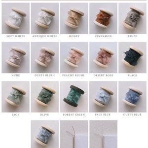 Silk ribbon color chart in 16 color options and 2 color options for fine European twine