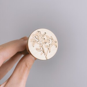 Lily flower wax seal brass stamp head