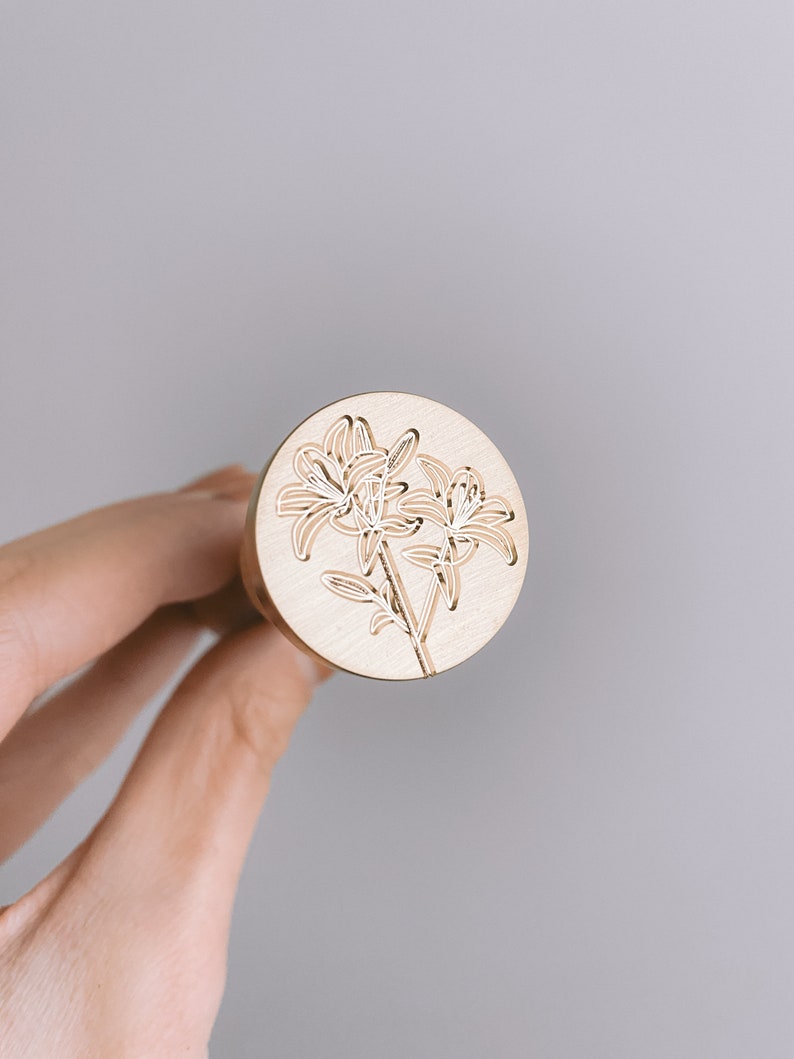 Lily flower wax seal brass stamp head