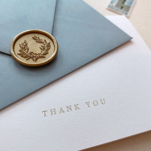 Gold Foil Pressed Thank You Cards with Envelopes & Wax Seals, Minimalist Thank You Note Cards, Wedding Cards, Modern Thank You Card Set