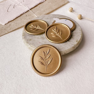 Adesivos de cera, lacres de cera com galhos de folhas botânicas 3D, lacres de cera pré-fabricados para casamento, lacres de cera autoadesivos para convites de casamento