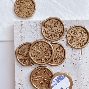 3M self adhesive wax seal backing on round floral wax seal stickers in gold
