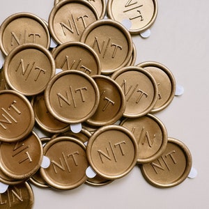 Modern font monogram gold wax seal stickers