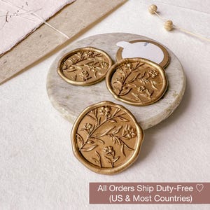 Floral Wax Seal Stickers, Pre-made Wedding Wax Seals, Self-Adhesive Wax Seals for Wedding Invitations