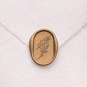 Oval Botanischer Wachs Siegel Stempel, Doppelbogen Blatt Wachs Siegel, Wachsstempel für Hochzeitseinladungen, Umschlag Wachsstempel, Siegelwachsstempel
