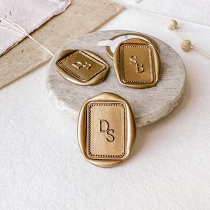 Hochzeit Wachs Siegel Aufkleber, Personalisierte Wachs Siegel, Kundenspezifisches Monogramm, Rechteckige Wachssiegel, Einladung Wachssiegel, Selbstklebende Wachssiegel