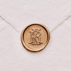 Custom Vintage Interlocked Monogram Wax Seal Stamp: Personalized Initials Wedding Invitations Seal