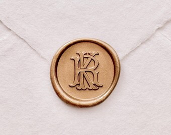 Custom Vintage Interlocked Monogram Wax Seal Stamp: Personalized Initials Wedding Invitations Seal