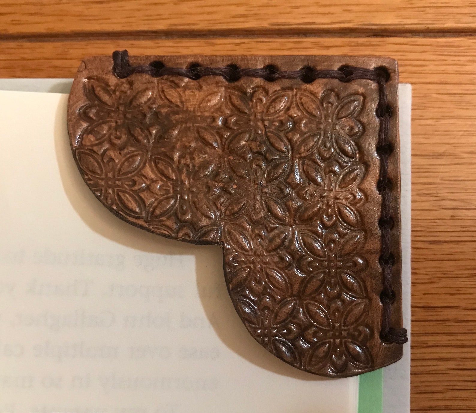 Hand Tooled Leather Corner Bookmark Etsy
