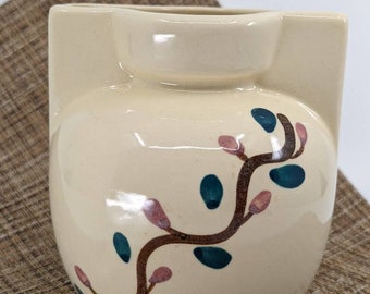 PURINTON SLIP WARE Vase Handle Two Sided Flower Vase 6.25” x 6”
