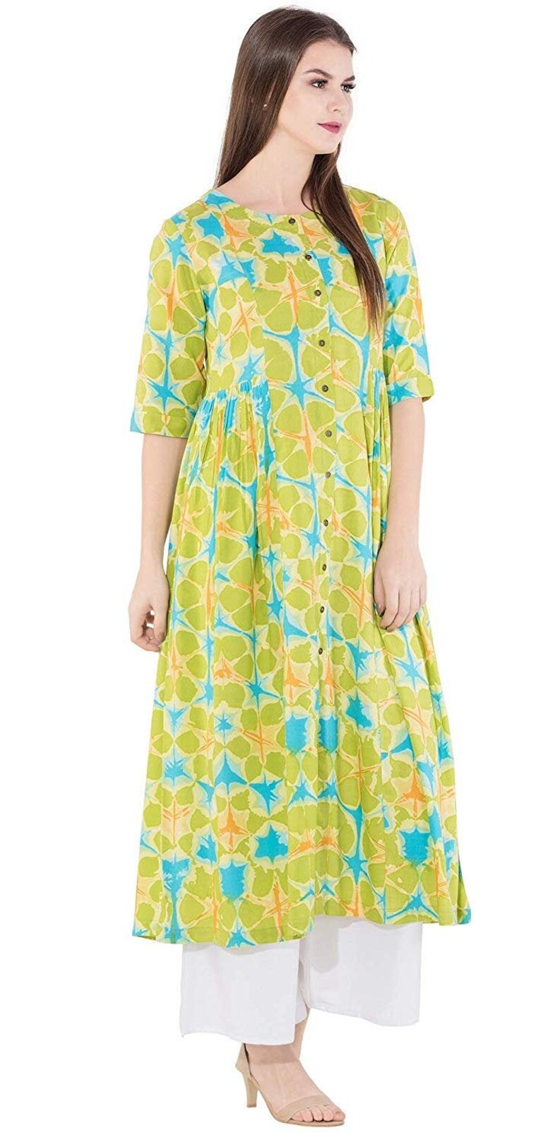 IMPEREALEXPORT Beautiful Elegant Rayon Flared Kurti For Women